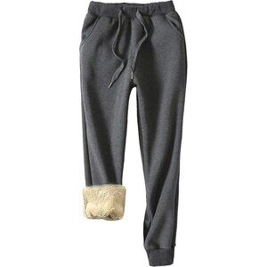 Women's Warm Sherpa Lined Athletic Sweatpants Jogger Fleece Pants